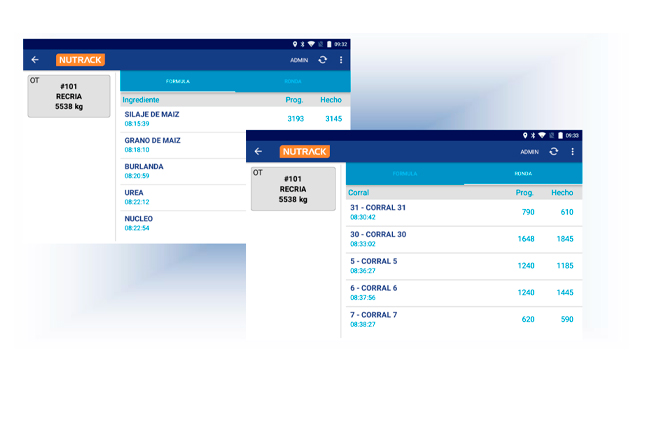nutrack pantalla ordenes de trabajo